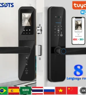 XSDTS Tuya Wifi Digital Electronic Smart Door Lock With Biometric Camera Fingerprint Smart Card Password Key Unlock